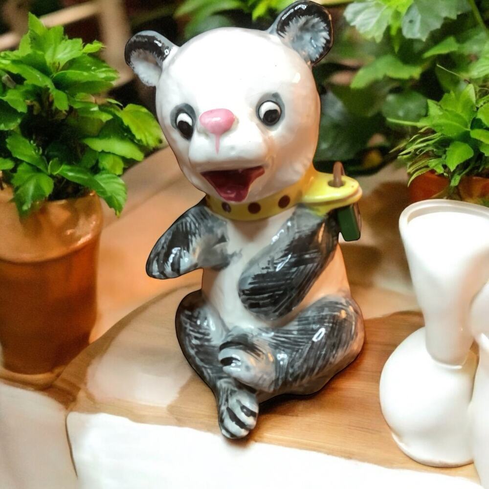 Vintage Panda Coin Bank with Lock Japan Animal Kitchy